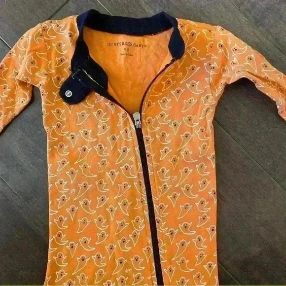 Burt’s Bees Baby Pajamas Halloween Ghost Fall 12M EUC - Picture 2 of 4